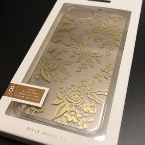 NWT Rifle Paper Co. Clear Gold Flower iPhone Case